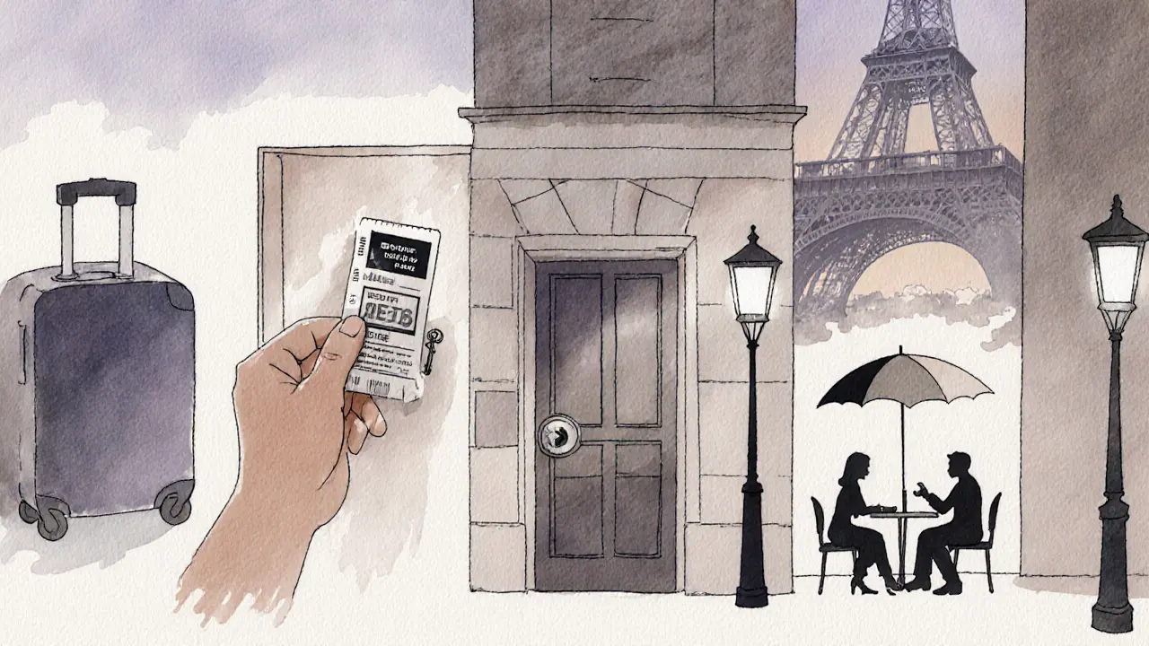 Symbolic journey through Paris showing solitude transforming into quiet connection.