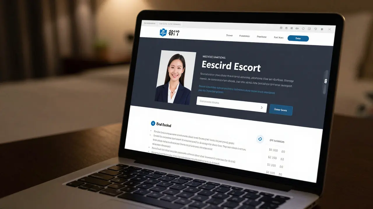 A verified escort profile on a professional website with clear details and ID verification.